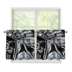 Monochrome Native Indian Portrait Print Tier Curtains
