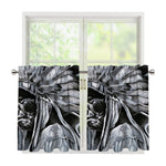 Monochrome Native Indian Portrait Print Tier Curtains