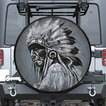 Monochrome Native Indian Portrait Print Tire Cover With Camera Hole