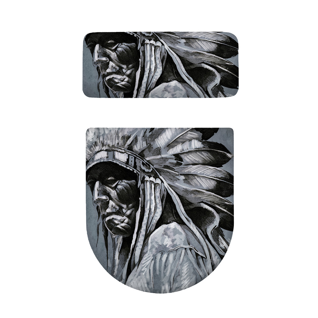Monochrome Native Indian Portrait Print Toilet Lid And Tank Cover Set
