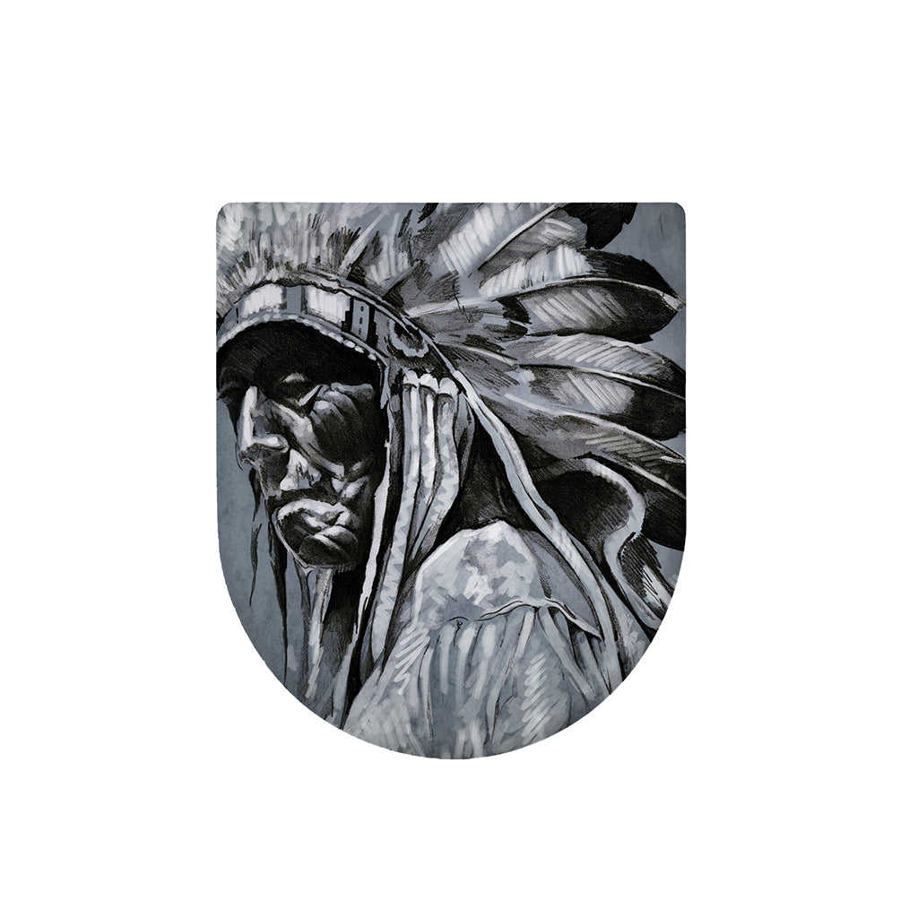 Monochrome Native Indian Portrait Print Toilet Lid Cover