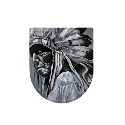 Monochrome Native Indian Portrait Print Toilet Lid Cover