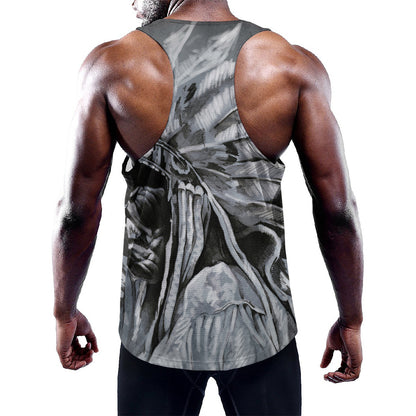 Monochrome Native Indian Portrait Print Training Tank Top