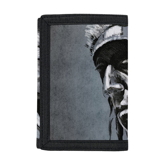 Monochrome Native Indian Portrait Print Trifold Wallet