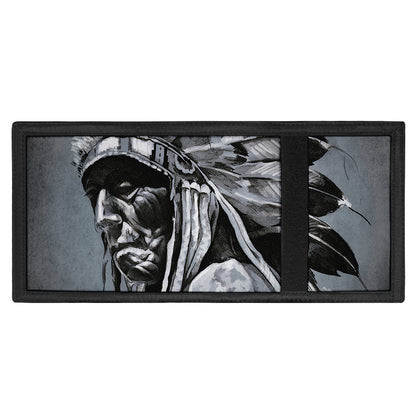 Monochrome Native Indian Portrait Print Trifold Wallet