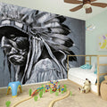 Monochrome Native Indian Portrait Print Wall Sticker