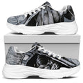 Monochrome Native Indian Portrait Print White Chunky Shoes