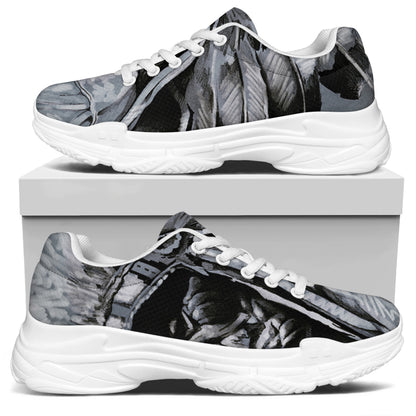 Monochrome Native Indian Portrait Print White Chunky Shoes