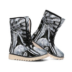 Monochrome Native Indian Portrait Print Winter Boots