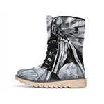 Monochrome Native Indian Portrait Print Winter Boots