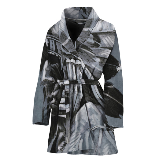 Monochrome Native Indian Portrait Print Women's Bathrobe