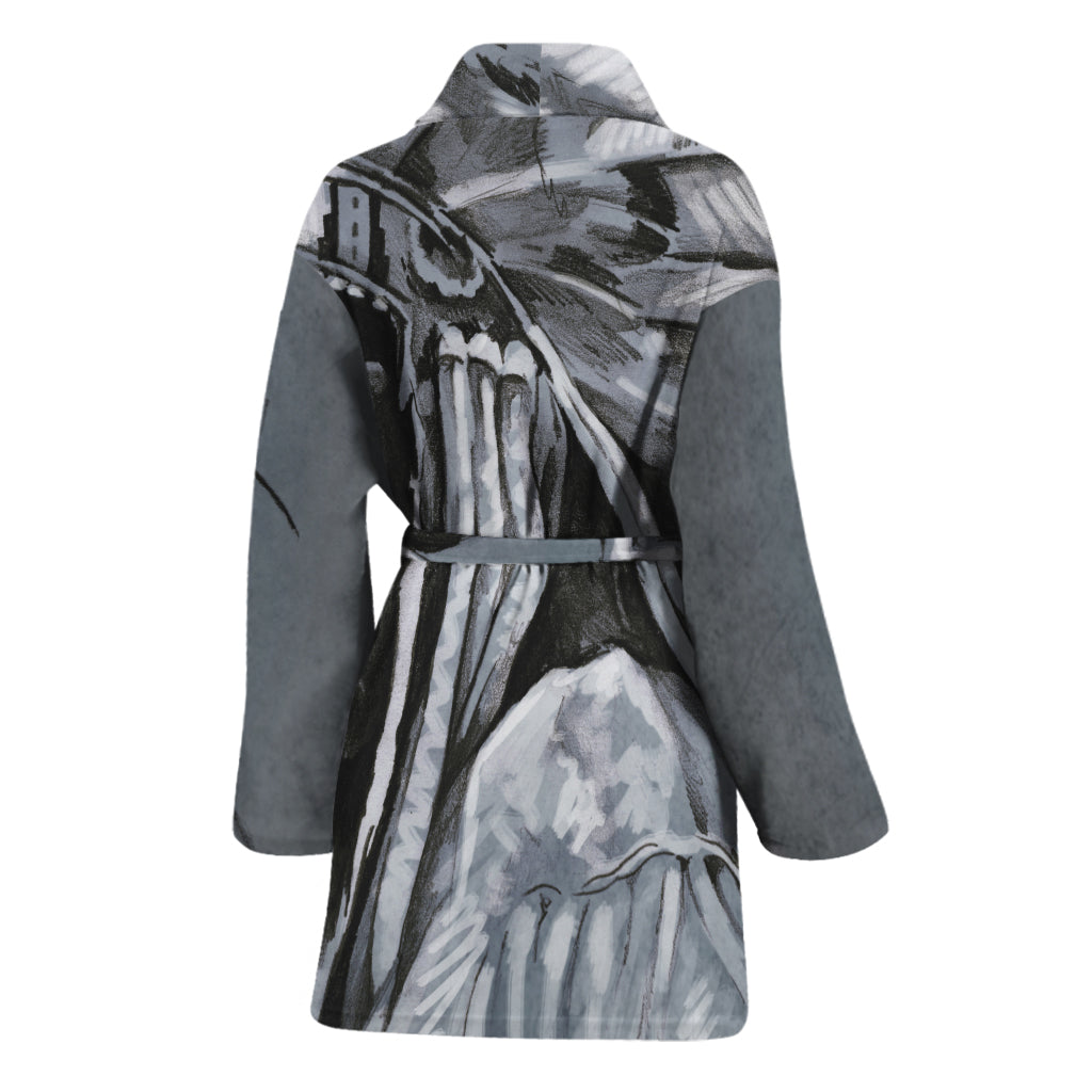 Monochrome Native Indian Portrait Print Women's Bathrobe
