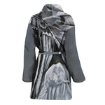 Monochrome Native Indian Portrait Print Women's Bathrobe