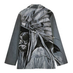 Monochrome Native Indian Portrait Print Women's Blazer