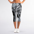 Monochrome Native Indian Portrait Print Women's Capri Leggings