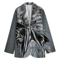 Monochrome Native Indian Portrait Print Women's Cotton Blazer