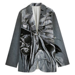 Monochrome Native Indian Portrait Print Women's Cotton Blazer