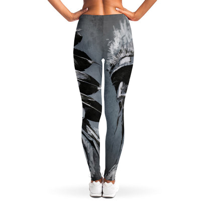Monochrome Native Indian Portrait Print Women's Leggings