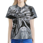 Monochrome Native Indian Portrait Print Women's Polo Shirt