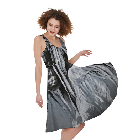Monochrome Native Indian Portrait Print Women's Sleeveless Dress
