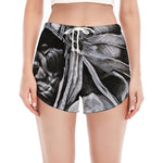 Monochrome Native Indian Portrait Print Women's Split Running Shorts