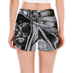 Monochrome Native Indian Portrait Print Women's Split Running Shorts