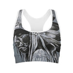 Monochrome Native Indian Portrait Print Women's Sports Bra