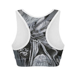 Monochrome Native Indian Portrait Print Women's Sports Bra