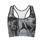 Monochrome Native Indian Portrait Print Women's Sports Bra