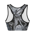 Monochrome Native Indian Portrait Print Women's Sports Bra