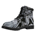 Monochrome Native Indian Portrait Print Padded Collar Lace Up Boots