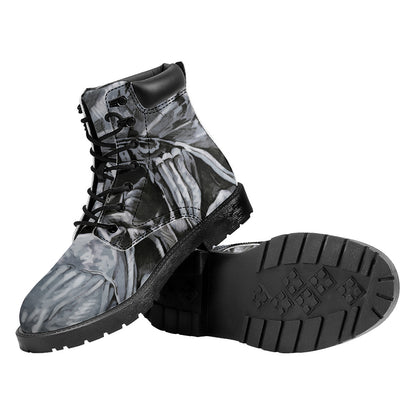 Monochrome Native Indian Portrait Print Work Boots