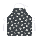 Monochrome Plumeria Pattern Print Adjustable Apron