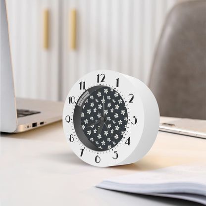 Monochrome Plumeria Pattern Print Alarm Clock