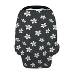 Monochrome Plumeria Pattern Print Baby Seat Cover