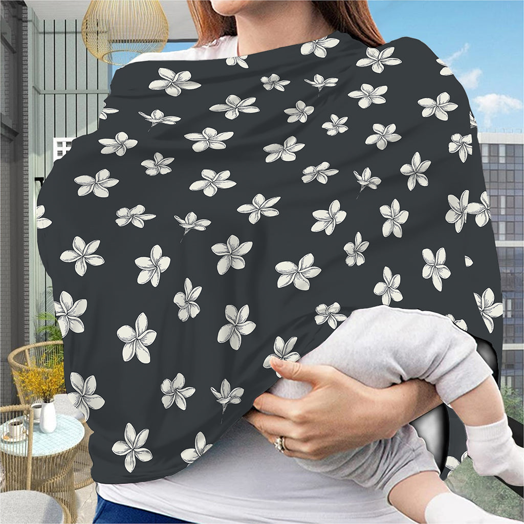 Monochrome Plumeria Pattern Print Baby Seat Cover