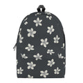 Monochrome Plumeria Pattern Print School Backpack