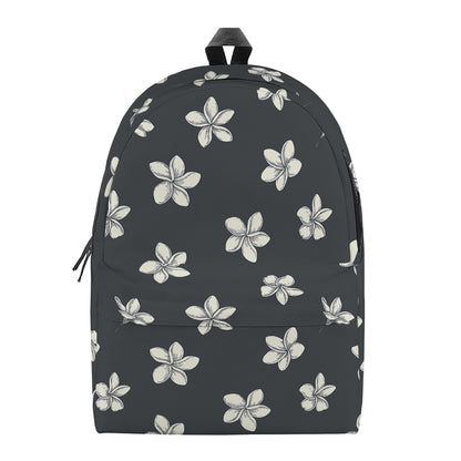 Monochrome Plumeria Pattern Print Backpack