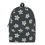 Monochrome Plumeria Pattern Print Backpack