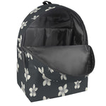 Monochrome Plumeria Pattern Print Backpack