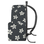 Monochrome Plumeria Pattern Print Backpack