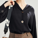 Monochrome Plumeria Pattern Print Bag Strap