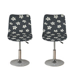 Monochrome Plumeria Pattern Print Bar Stool Covers