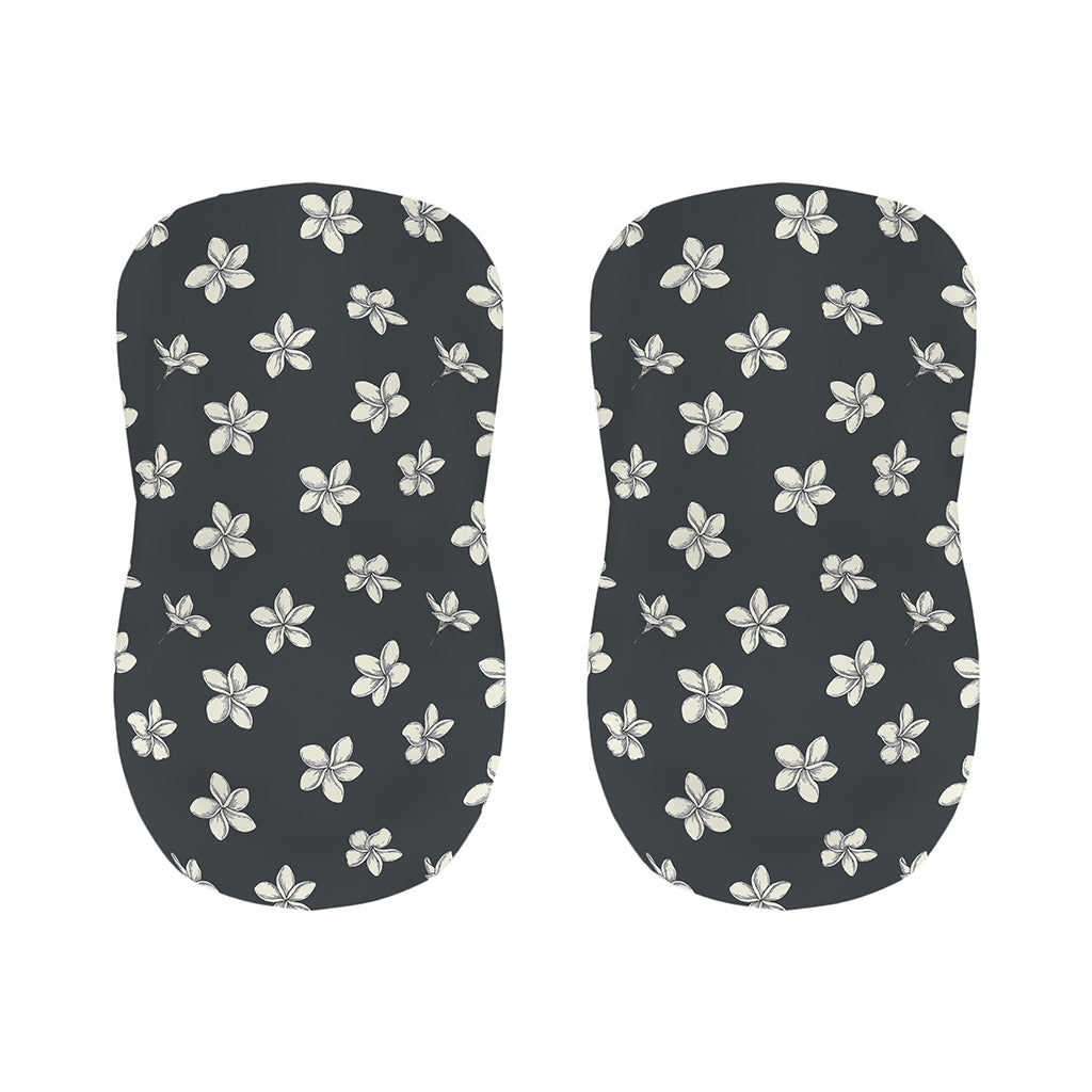 Monochrome Plumeria Pattern Print Bar Stool Covers