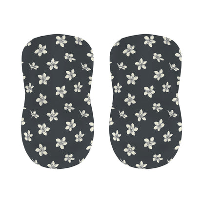 Monochrome Plumeria Pattern Print Bar Stool Covers
