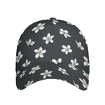 Monochrome Plumeria Pattern Print Baseball Cap