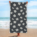 Monochrome Plumeria Pattern Print Beach Towel