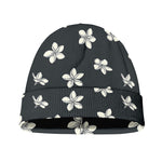 Monochrome Plumeria Pattern Print Beanie