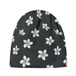Monochrome Plumeria Pattern Print Beanie