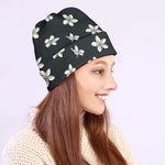 Monochrome Plumeria Pattern Print Beanie